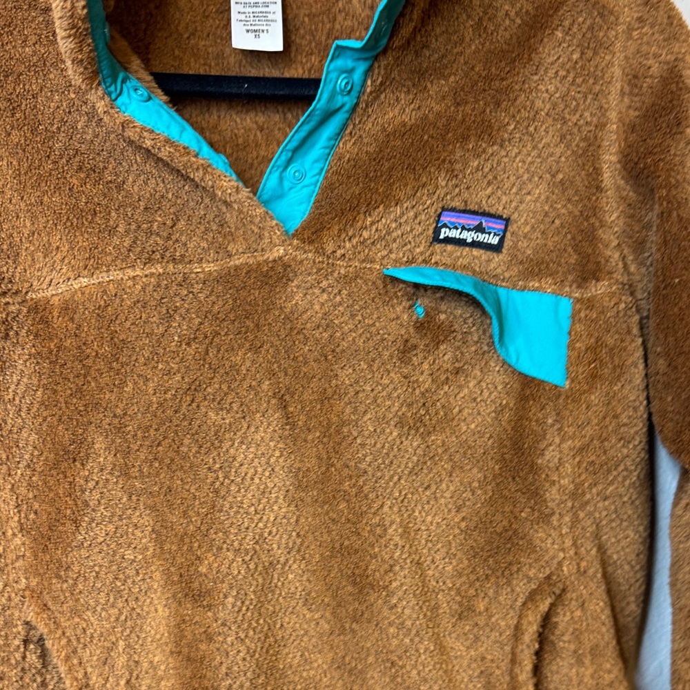 Patagonia Synchilla Fleece Pullover XS Brown‎ Teal Snap-T Style - Picture 7 of 12